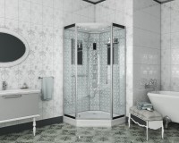 Душевая кабина Niagara Luxe NG-7717W (100x100х215) низкий поддон(15см),дверь распашная,стенки серебро,4 места