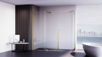 Душевой угол Premium Trento PTC-SP-50G, 1100х800x2000, брашированное золото, стекло прозрачное