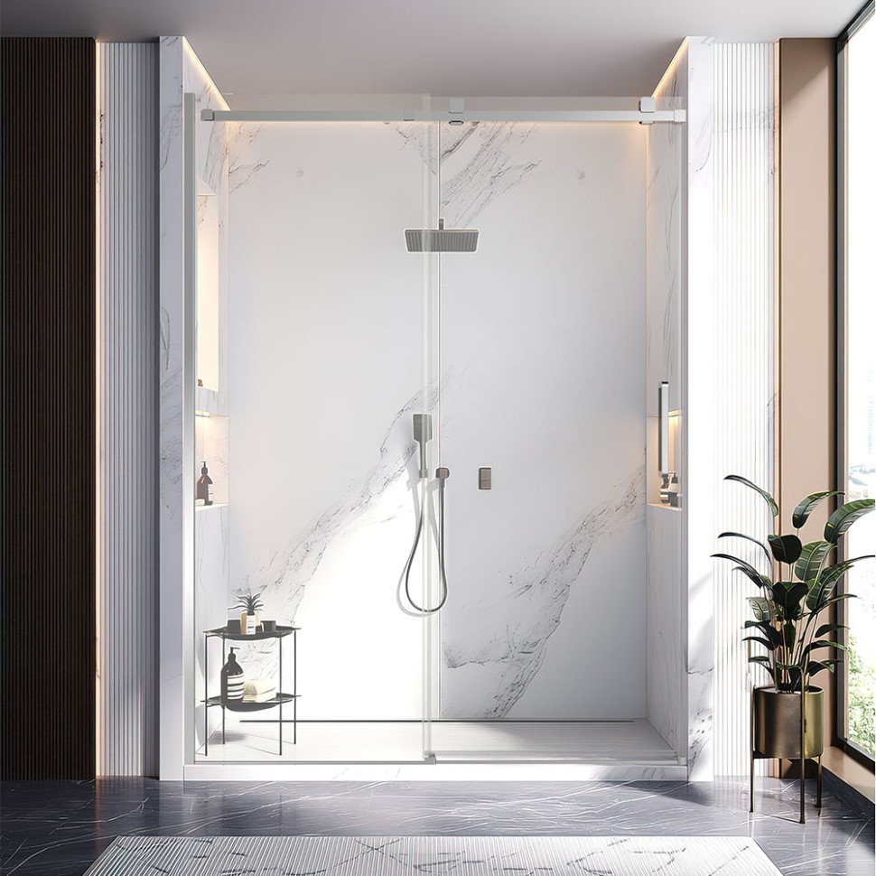 Душевая дверь Veconi Vianno VN-75, 1200x2000, хром, стекло прозрачное