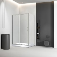 Боковая панель Veconi KP-03BС, 1200х1950 никель брашинг, стекло прозрачное New