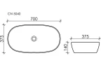 Умывальник чаша накладная овальная Element 700x375x140мм
