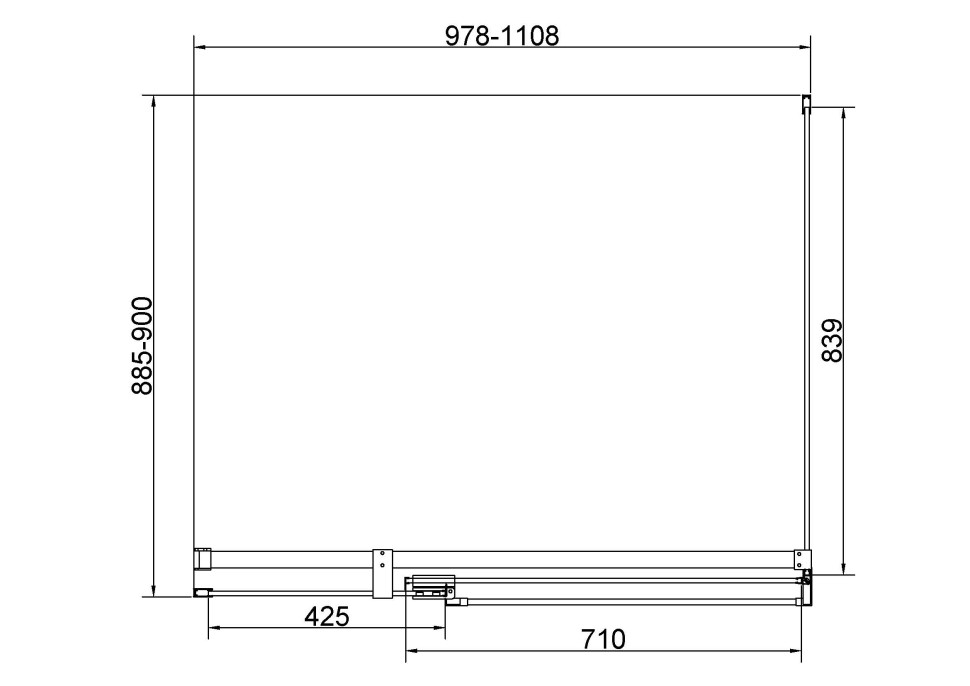 Душевой уголок Экстенза (Extenza) VSR-4EX101190CLGM, 1000/1100*900, вороненая сталь, стекло прозрачное