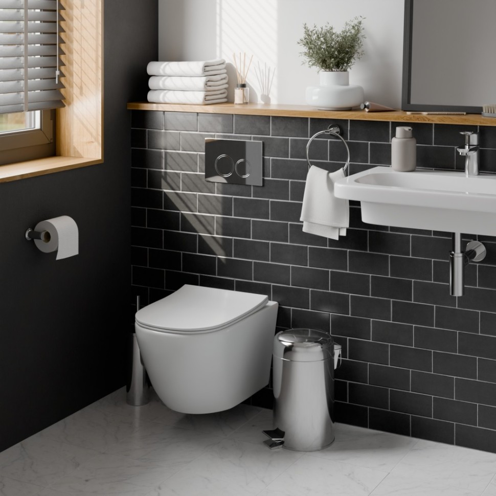 Комплект 3в1 IBERICA BLANCA инсталляция SILENCIO, унитаз BILBAO ALTO белый, кнопка смыва ESTI-O хром глянцевый (IB001.BLA.234.823)