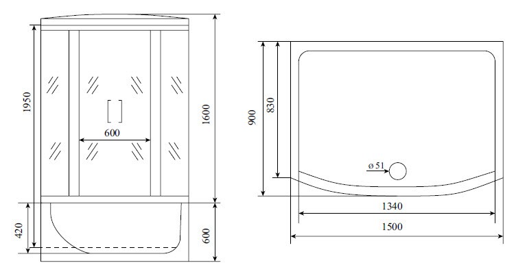 Timo Lux T-7750 NEW душевая кабина 150*88*220, турецкая баня хамам