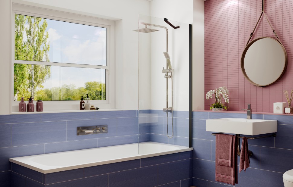 Шторка для ванны Ambassador Bath Screens 16041206 (70х140) черный,стекло прозрачное,неподвижное,1 место