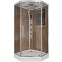Душевая кабина Niagara Luxe 7717WD (100x100х215) низкий поддон(15см),дверь распашная,стенки серебро,4 места