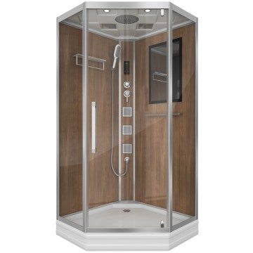 Душевая кабина Niagara Luxe 7717WD (100x100х215) низкий поддон(15см),дверь распашная,стенки серебро,4 места