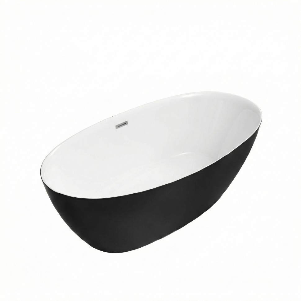 Ванна отдельностоящая Grossman Classic GR-2403MB (150х78х58) цвет черный/белый матовый,1 место