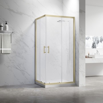 Душевой угол Veconi Rovigo RV-27G, 1100x900x1900, золото брашинг, прозрачное стекло
