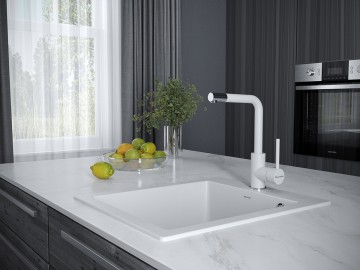 Смеситель для кухни HONNER, белый матовый, Ho212018-WH, Paulmark