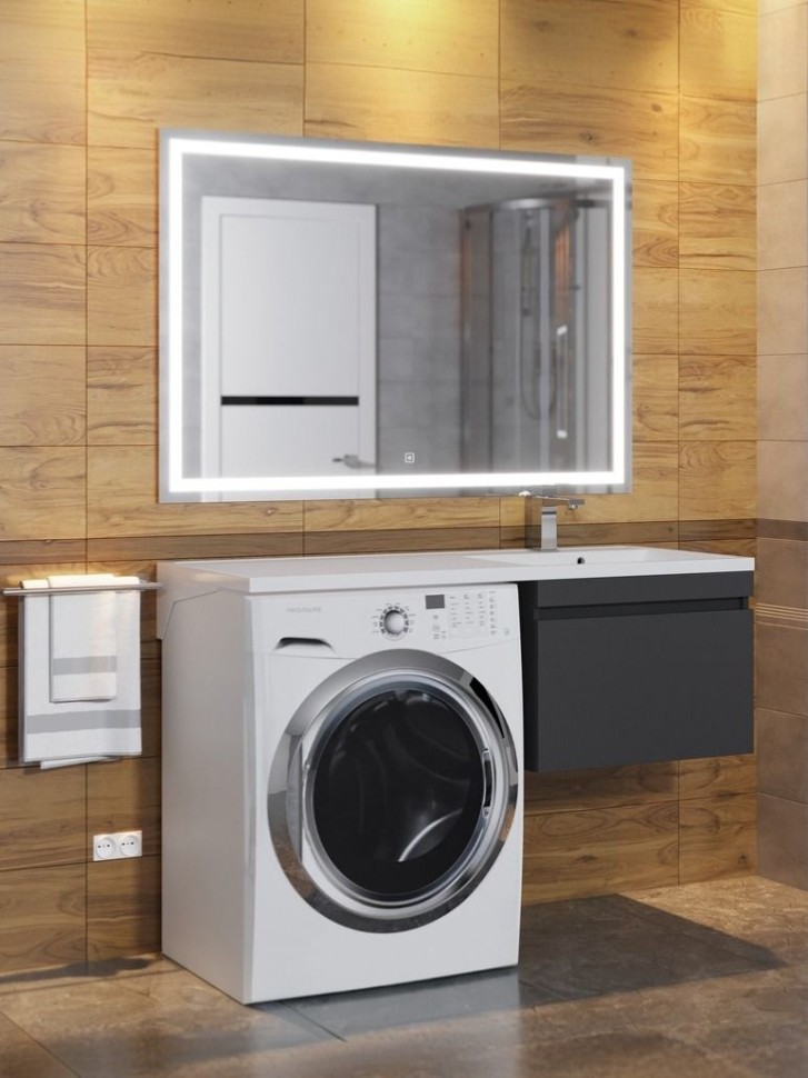 Тумба под стиральную машину подвесная Uperwood Magenta 45х50х55 см, черная, выдвижной ящик