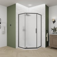 Душевой угол Veconi Ottimo P10 B, 1000x1000x1900, черный матовый, стекло матовое