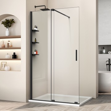 Душевая перегородка Волк-Ин (Walk-In) VSW-1WSL120CLB, 1200*2000, черный матовый, стекло прозрачное