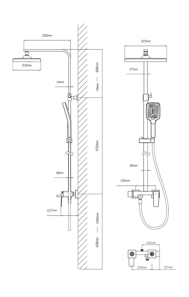 Душевая стойка Dice VSFS-4C12BN с изливом, брашированный никель