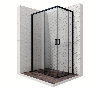 Душевое ограждение Ambassador Queen 11011205LBlack (120х80х200) прямоугольник,черный,стекло прозрачное,раздвижная,1 место
