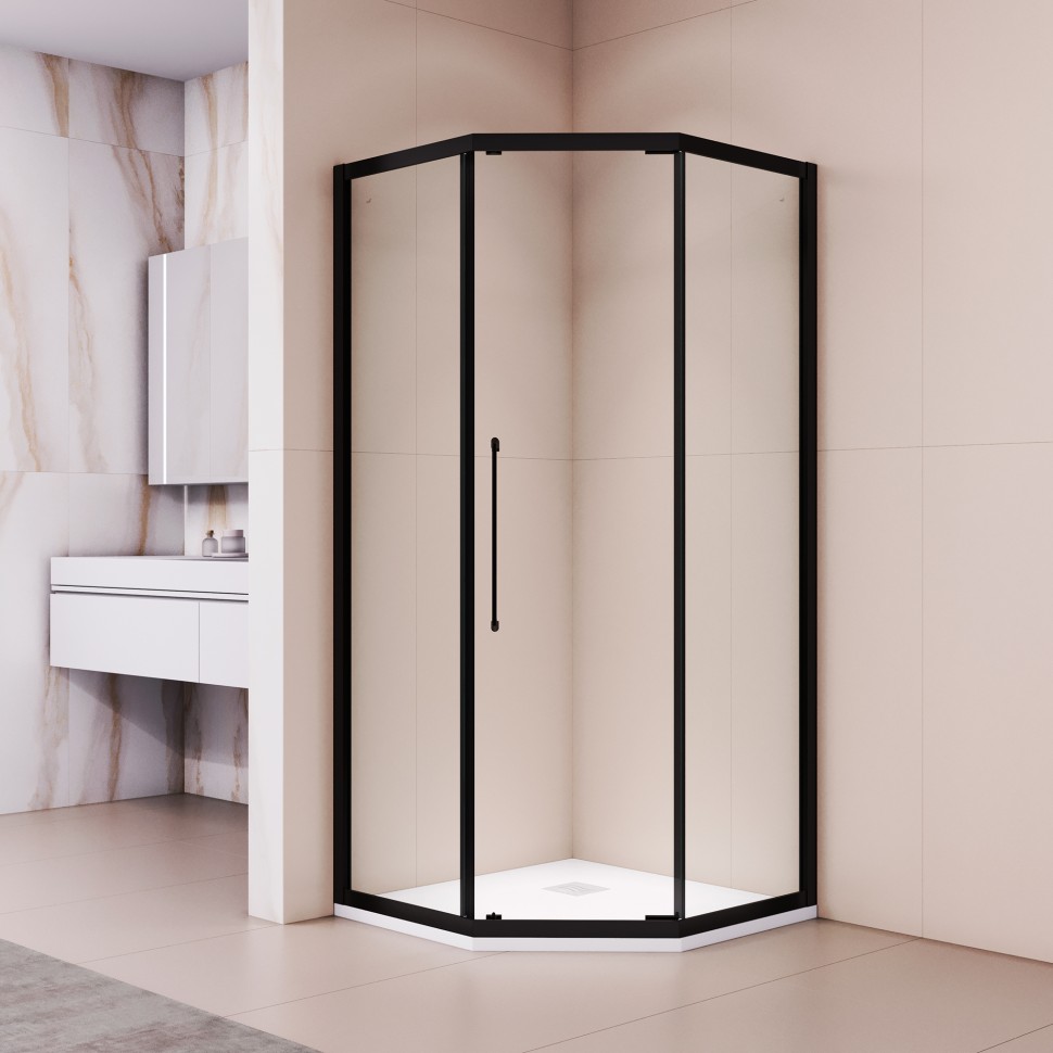Душевой уголок стекло 6 мм, пятиугольный, форма трапеция, раздвижная дверь, RGW PA-86B NEW 1000x1000 (38088600-14N)