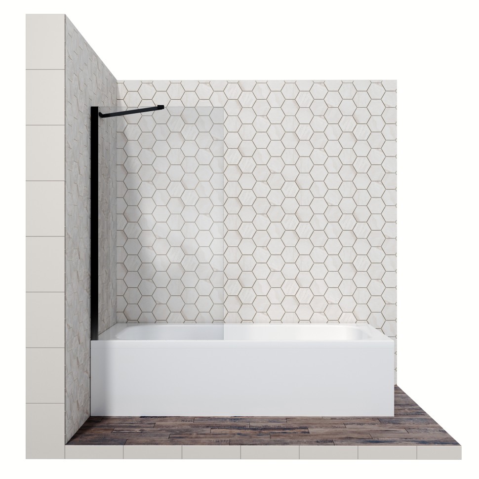 Шторка для ванны Ambassador Bath Screens 16041207 (80х140) черный,стекло прозрачное,неподвижное,1 место
