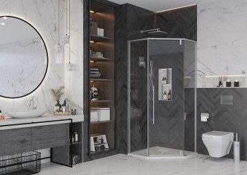 Душевое ограждение Ambassador Ritz 112011103 (100х100х200) трапеция,хром,стекло прозрачное,распашная,1 место