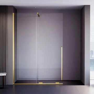 Душевая перегородка Veconi Premium Trento PTDW-50G, 1400x2000, брашированное золото, стекло прозрачное