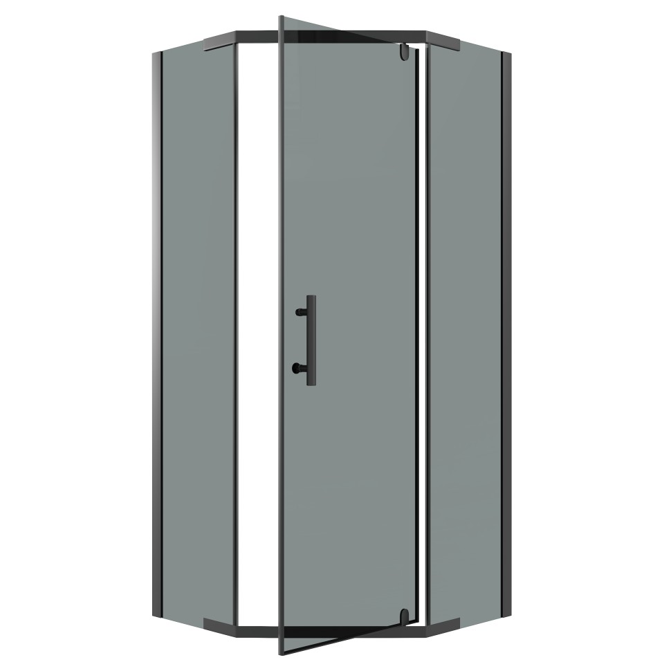 Душевое ограждение Niagara Eco NG-1010-14DT (100х100х190) трапеция,распашное,черный,стекло тонированное,1 место