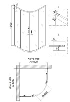 Душевое ограждение Niagara Nova NG-6607-08 (100х100х190) четверть круга,хром,двери раздвижные,стекло прозрачное,1 место