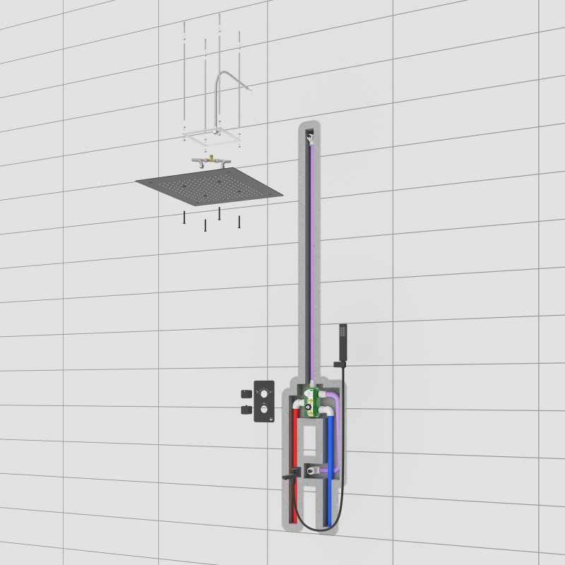 Душевая система встроенная с термостатом Timo Petruma SX-5019/03SM черный