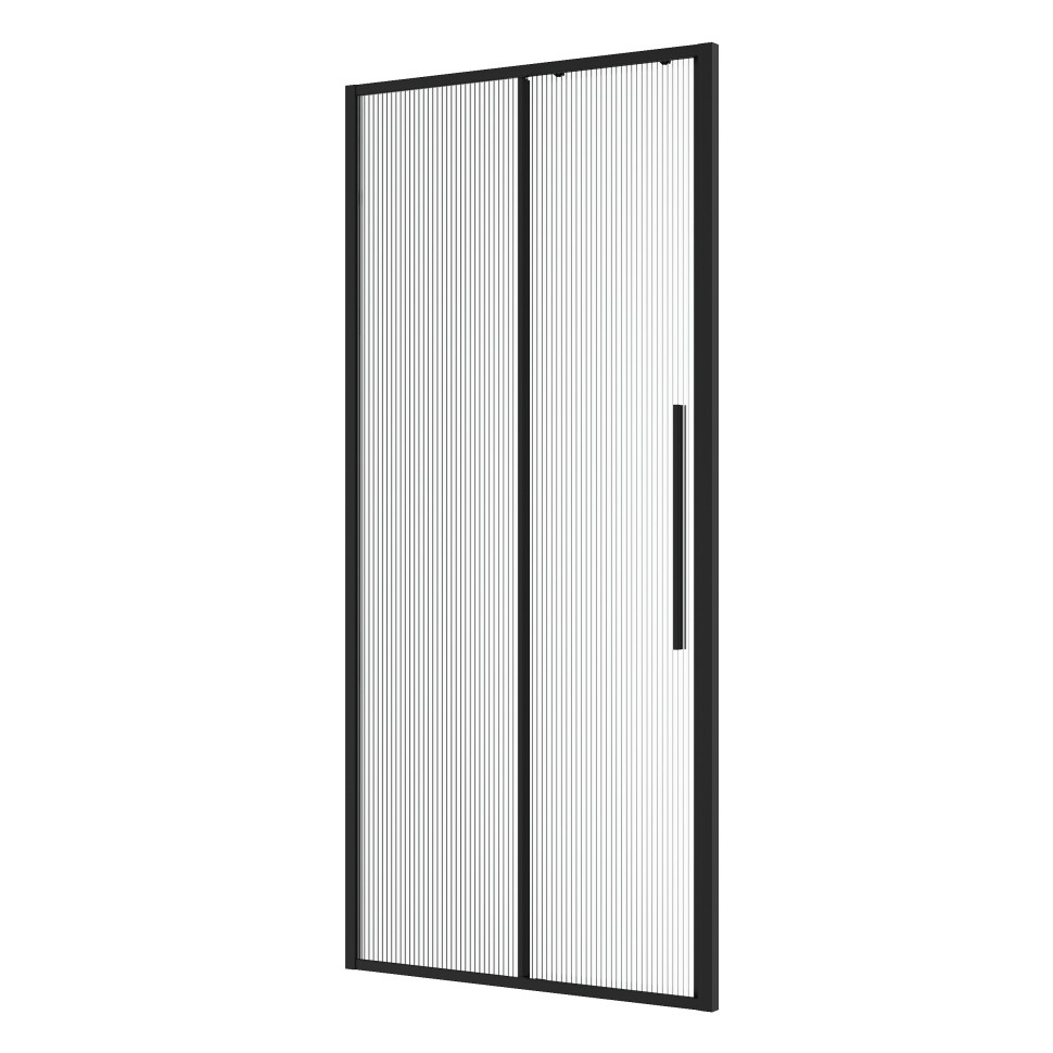 Дверь в нишу Niagara Nova NG-84-L9FHB (90х195) черный матовый,раздвижная влево,стекло рифленое,1 место