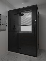 Душевой угол распашной Veconi Premium Alassio SP BB, 1300х800x2000, черный матовый, стекло черное