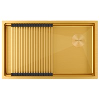 Мойка нерж. сталь NEXT-PRO 74 UNI, PM707445-BG, брашированное золото, 740х450мм, Paulmark 1,2мм