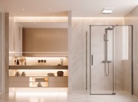 Душевой уголок Экстенза (Extenza) VSR-4EX901010CLGM, 900/1000*1000, вороненая сталь, стекло прозрачное