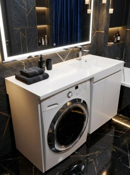Тумба под стиральную машину напольная Uperwood Magenta 45х50х76,5 см, белая, с дверцами