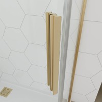 Душевой угол Veconi Ottimo P10 G, 800x800x1900, золото брашинг, стекло матовое