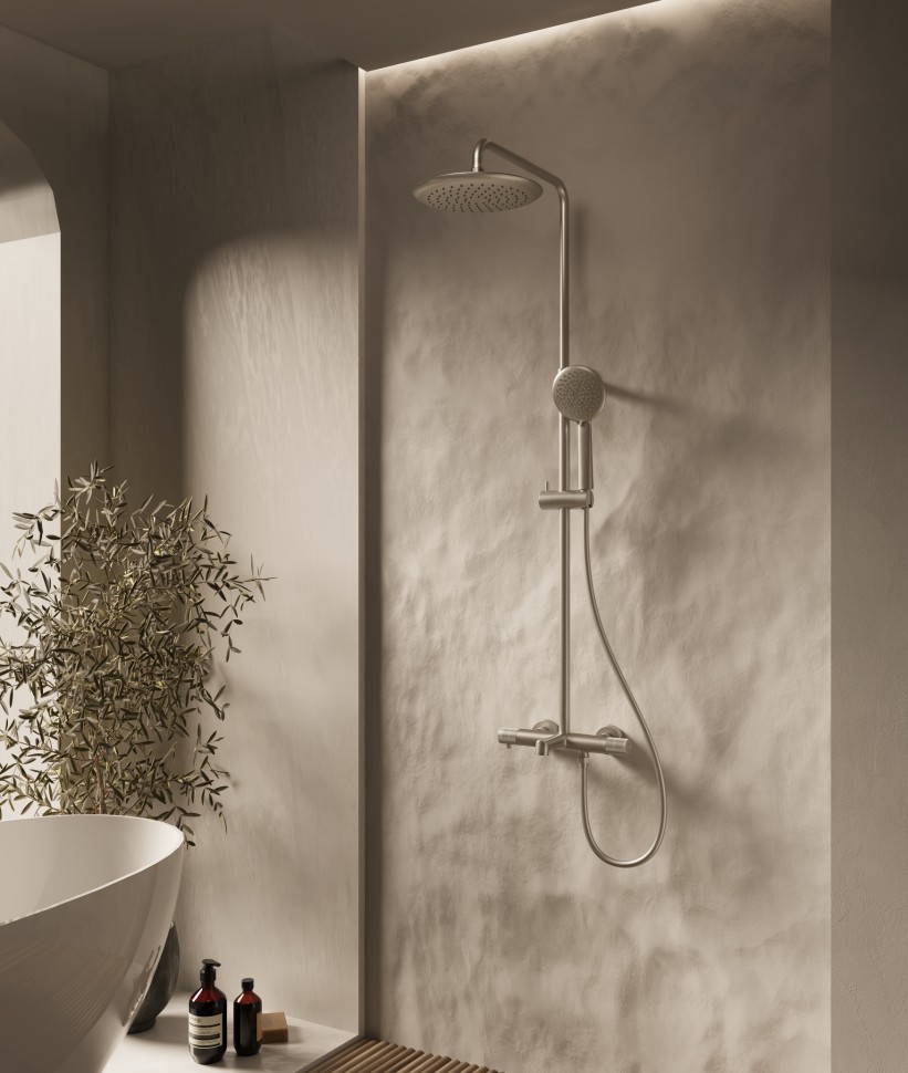 Душевая стойка Desire VSFS-1D1TBN термостатическая с изливом, 25см верх душ, брашированный никель