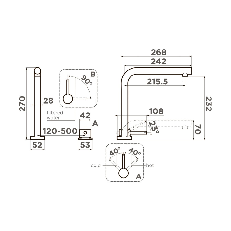 Смеситель для кухни Omoikiri Nara 2 Plus-LG латунь/светлое золото
