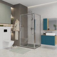 Душевое ограждение Niagara Nova NG-63-9A-A100 (90х100х195) прямоугольник,хром,двери распашные,стекло прозрачное,2 места