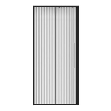 Дверь в нишу Niagara Nova NG-84-L10FHB (100х195) черный матовый,раздвижная влево,стекло рифленое,1 место