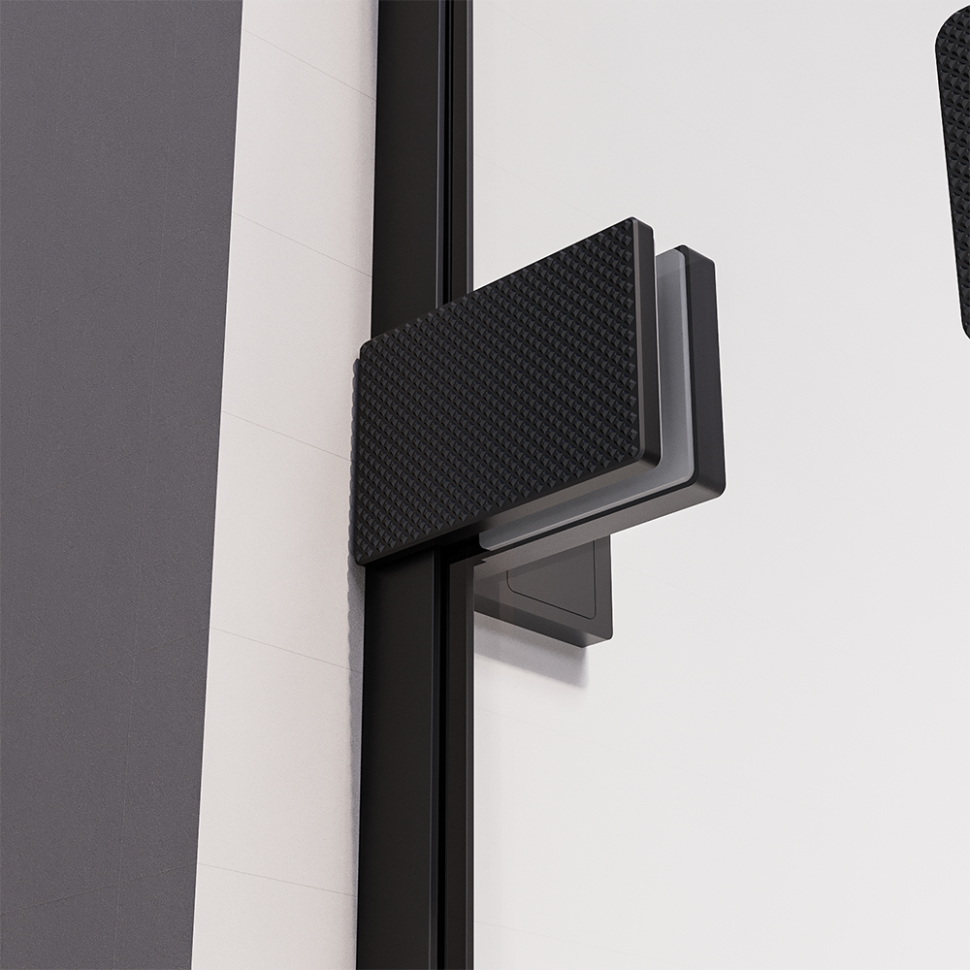 Душевой угол распашной Veconi Premium Alassio SP BB, 1300х900x2000, черный матовый, стекло черное