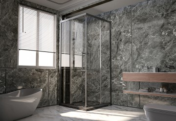 1/2 Душевого угла Veconi Premium Trento PTC-20GR, 1100*2000мм, брашированное графит, стекло прозрачное