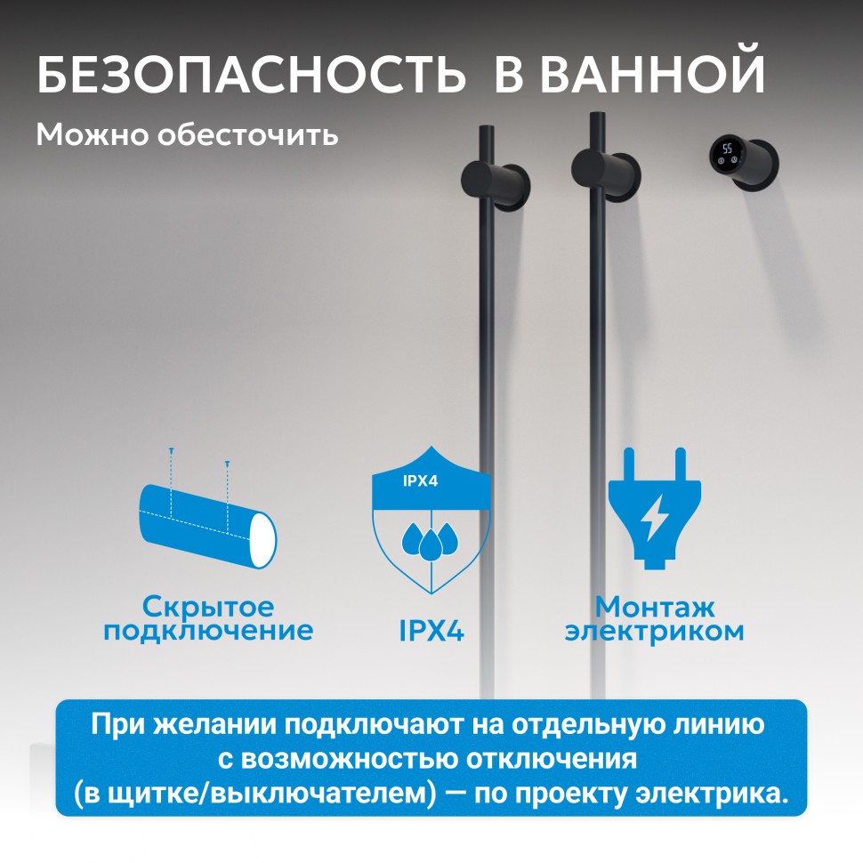 Полотенцесушитель электрический ABBER Charme AH4002MB черный матовый