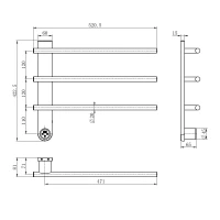 AQM3113BG Полотенцесушитель электрический 520*384 c терморегуляторм, цвет: золото шлифованное.