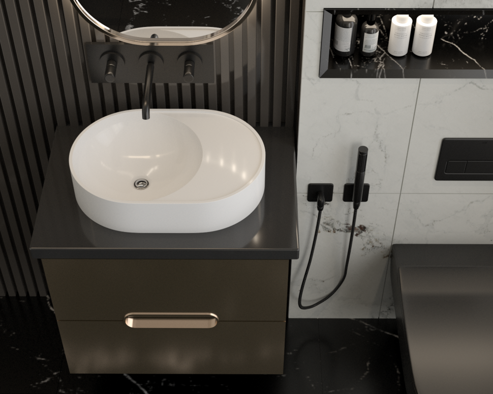 Раковина накладная для ванной Uperwood Luna 50х35х10 см, овальная, белая глянцевая