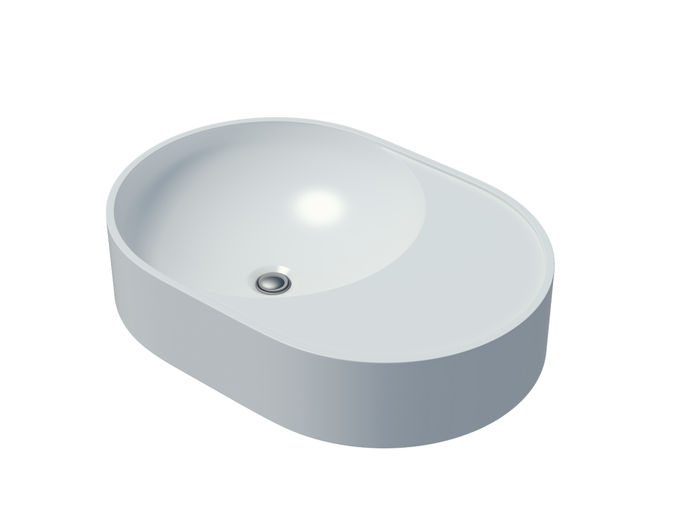 Раковина накладная для ванной Uperwood Luna 50х35х10 см, овальная, белая глянцевая