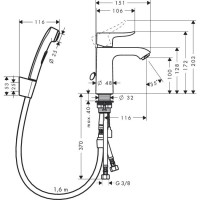 Смеситель для биде Hansgrohe Metris хром (31285000)