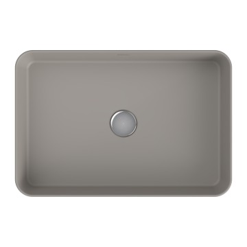 Раковина BERGES Ego SL накладная, 55x38 см, матовый серый, без отверстия под смеситель