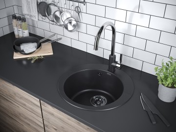 Мойка GELEGEN 50, IT-GRANIT, PM404800-BL, черный, D475 мм, Paulmark