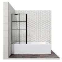 Шторка для ванны Ambassador Bath Screens 16041209 (80х140) черный,стекло прозрачное с рисунком,неподвижное,1 место