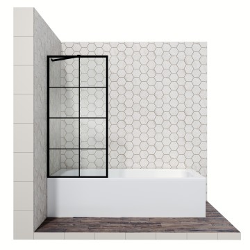 Шторка для ванны Ambassador Bath Screens 16041209 (80х140) черный,стекло прозрачное с рисунком,неподвижное,1 место