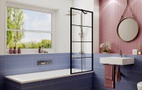 Шторка для ванны Ambassador Bath Screens 16041209 (80х140) черный,стекло прозрачное с рисунком,неподвижное,1 место