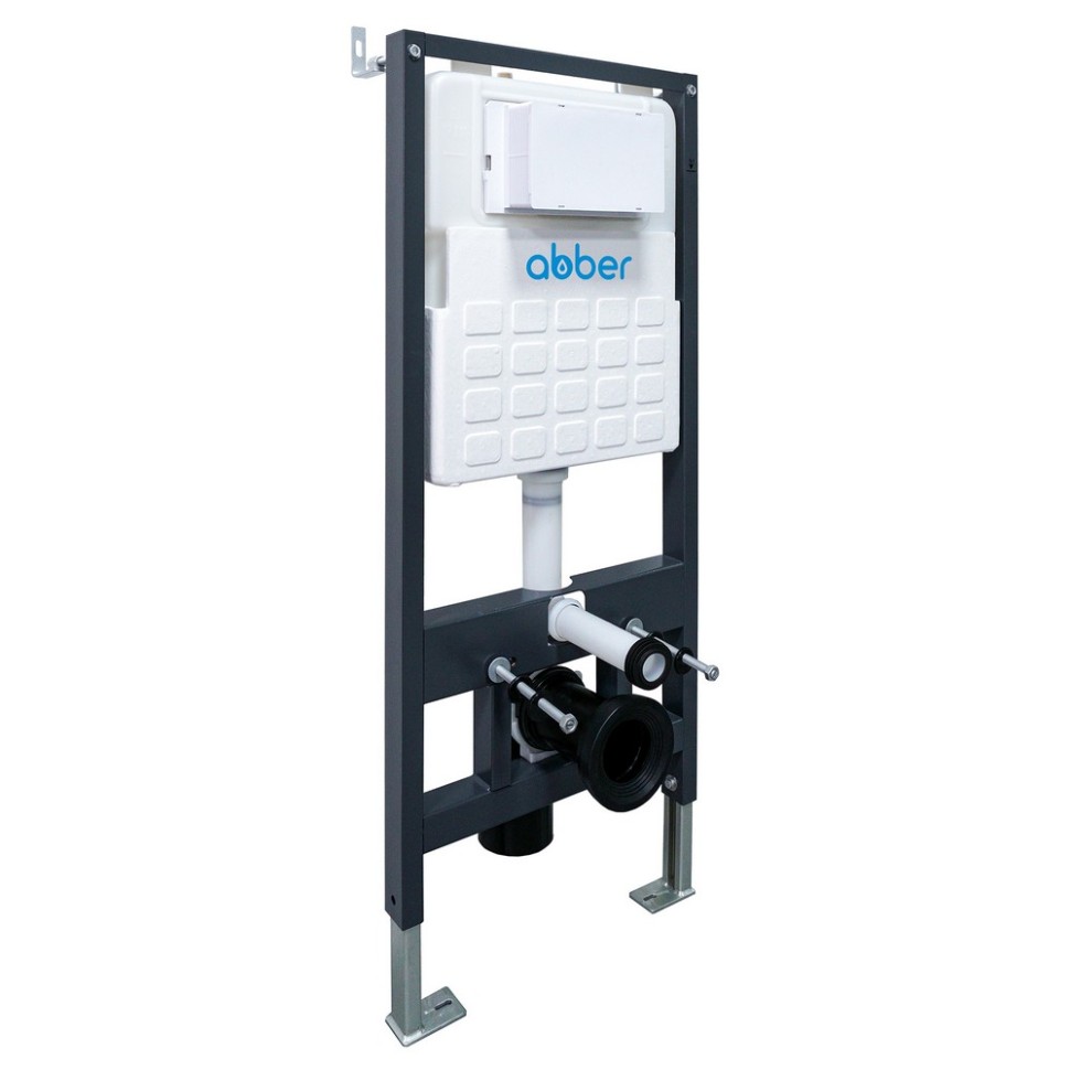 Комплект подвесной унитаз ABBER Rechteck AC1201MB черный матовый с инсталляцией AC0105 и кнопкой AC0121MB черный матовый