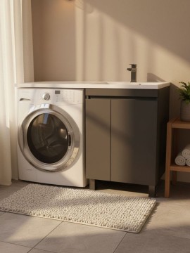 Тумба под стиральную машину напольная Uperwood Magenta 45х50х76,5 см, черная, с дверцами